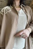 Alara Longline Duster Shirt Tan /8=