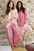 Annie Cushion Cotton Cuff Barrel Pant Indian Pink