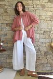 Annie Cushion Cotton Peter Pan Smock Blouse Indian Red