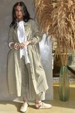 Annie Gingham Peter Pan Frock Coat Olive /20 Pre order 10 days ~