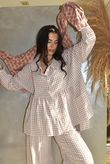Annie Gingham Peter Pan Smock Blouse Antique Rose /10 Pre order 10 days 
