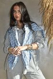 Annie Gingham Peter Pan Smock Blouse Denim /25 Pre order 10 days 
