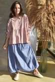 Annie Gingham Peter Pan Smock Blouse Soft Coral /15 Pre order 10 days 