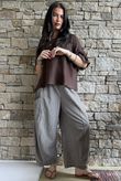Arbi Gingham 7/8 Barrel Pant Chocolate