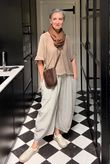 Arbi Gingham 7/8 Barrel Pant Mocha