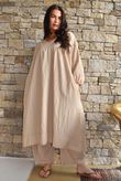 Arbi Gingham Artist Peasant Dress Camel