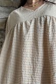Arbi Gingham Artist Peasant Dress Camel