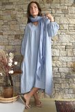 Arbi Gingham Artist Peasant Dress Denim