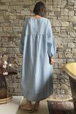 Arbi Gingham Artist Peasant Dress Denim
