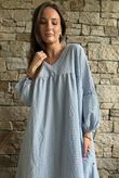 Arbi Gingham Artist Peasant Dress Denim