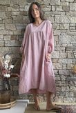 Arbi Gingham Artist Peasant Dress Indian Pink
