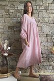 Arbi Gingham Artist Peasant Dress Indian Pink