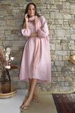 Arbi Gingham Artist Peasant Dress Indian Pink