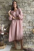 Arbi Gingham Artist Peasant Dress Indian Red
