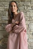 Arbi Gingham Artist Peasant Dress Indian Red
