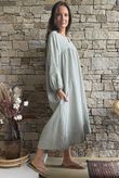 Arbi Gingham Artist Peasant Dress Khaki