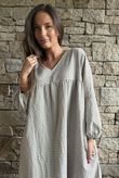 Arbi Gingham Artist Peasant Dress Mocha