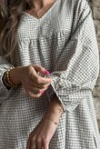 Arbi Gingham Artist Peasant Dress Mocha
