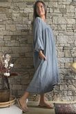 Arbi Gingham Artist Peasant Dress Navy