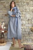 Arbi Gingham Artist Peasant Dress Navy