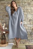 Arbi Gingham Artist Peasant Dress Navy