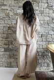 Arbi Gingham Peasant Smock Blouse Camel