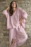 Arbi Gingham Peasant Smock Blouse Indian Pink