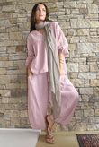 Arbi Gingham Peasant Smock Blouse Indian Pink