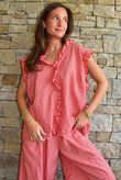 Arbi Gingham Y Blouse Chilli