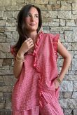 Arbi Gingham Y Blouse Chilli
