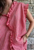 Arbi Gingham Y Blouse Chilli