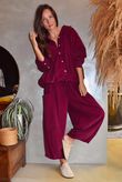 Arbi Needlecord Bomber Blouse Aubergine