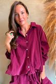 Arbi Needlecord Bomber Blouse Aubergine