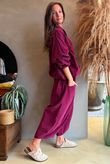 Arbi Needlecord Bomber Blouse Aubergine