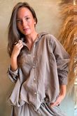 Arbi Needlecord Cocoon Blouse Mocha