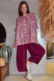 Arbi Needlecord Relaxed Barrel Pant Aubergine