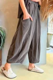 Arbi Needlecord Relaxed Barrel Pant Chocolate