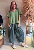 Arbi Needlecord Relaxed Barrel Pant Khaki