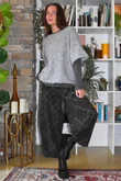 Arbi Needlecord Tartan Barrel Pant Charcoal