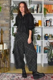 Arbi Needlecord Tartan Barrel Pant Charcoal