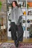 Arbi Needlecord Tartan Barrel Pant Charcoal