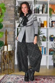 Arbi Needlecord Tartan Barrel Pant Charcoal
