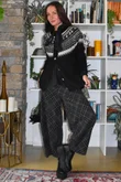 Arbi Needlecord Tartan Barrel Pant Charcoal