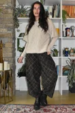 Arbi Needlecord Tartan Barrel Pant Coffee Bean