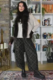 Arbi Needlecord Tartan Barrel Pant Coffee Bean