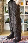 Arbi Needlecord Tartan Barrel Pant Coffee Bean