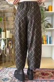 Arbi Needlecord Tartan Barrel Pant Coffee Bean