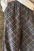 Arbi Needlecord Tartan Barrel Pant Coffee Bean