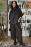 Arbi Needlecord Tartan Barrel Pant Coffee Bean