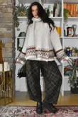 Arbi Needlecord Tartan Barrel Pant Coffee Bean